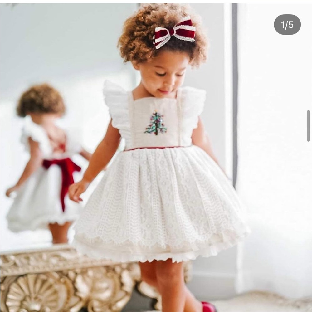 Elegant White Lace Kids Formal Dress